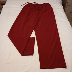 Divine Stretch by JDM Women's Size XL Scrub Pants Wine Straight Drawstring LNC